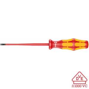 Wera VDE Insulated Screwdriver: Slotted 3.5mm (with Reduced Blade Diameter)