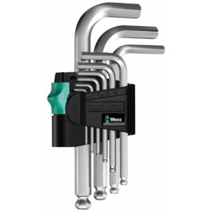 Wera Hex-Plus Chrome-Plated Stainless Steel Metric L-Key Allen Wrench (9-Piece Set)