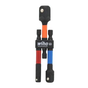 Wiha Color Coded Socket Adapters: 1/4" Hex to 1/4" 3/8" 1/2" (3-Piece)