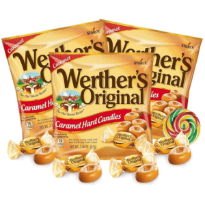 Sweetzo - Werther's Original Caramel Hard Candy, Individually Wrapped Shareable Bite Sized Candies, Office Jar Fillers, 2.36 Ounces (Pack of 3)